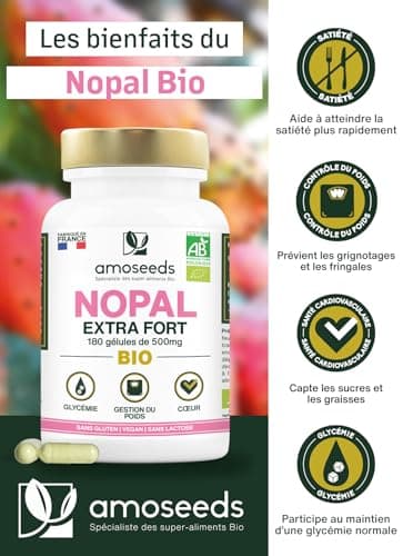 Nopal Bio Extra Fort | Formule Puissante | 180 Gélules Vegan | Qualité Supérieure
