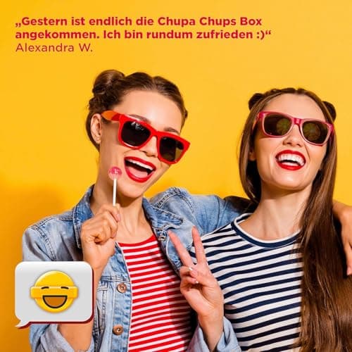 Chupa Chups - Tubo de 100 Sucettes - Parfums Choco/Vanille, Lait/Fraise, Caramel - 0 Pour cent de Matières Grasses - Idéal pour Fêtes d'Anniversaires - Boite Milky de 1,2 Kg