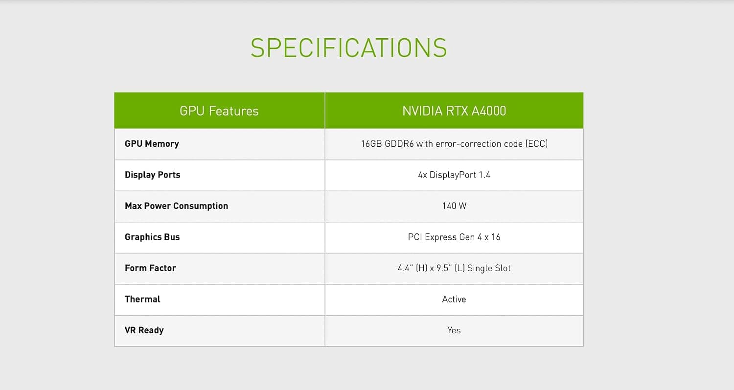 Nvidia Carte Graphique RTX A4000 16 Go