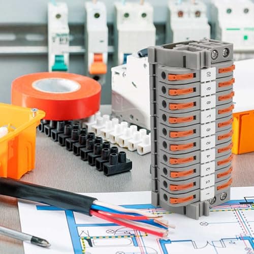 MYLERCT Bornier Rail Din Un Ensemble De 10 Bornier Electrique, Bornier Terre avec accessoires de Rail, Peut Être Utilisé Pour La Production de Bricolage L'automatisation L'Électrotechnique et D'autres