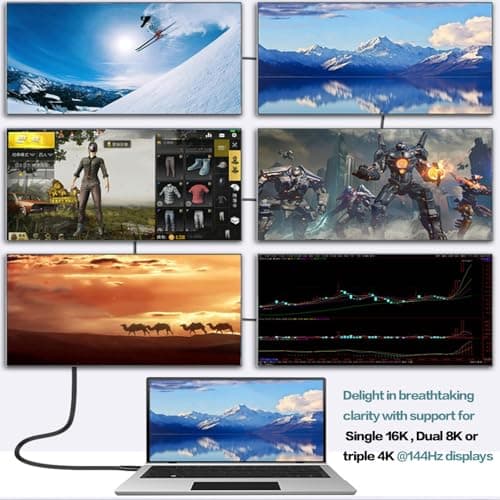 Angusplay Câble Thunderbolt 5 USB C 80Gbps, PD 240W de charge, 16K/ 8K Video Display, TB5 Cabel compatible avec Thunderbolt 4/3, USB4 / USB-C, pour Moniteur, 1M