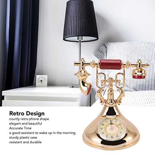 Topyond Réveil Téléphonique Rétro, Réveil Téléphonique Vintage, Réveil Téléphonique Vintage élégant Unique Alimenté par Batterie pour Le Bureau du Café à la Maison(YF020-2) Cadeau Femme