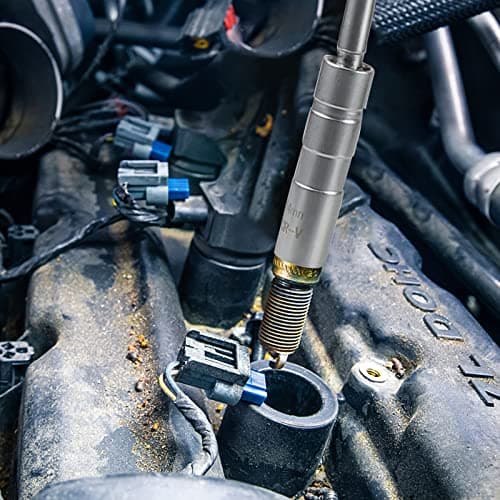efuturetime Clé à Bougie 16/14mm Douille Bougie, Douille Articulée Magnétique à Bougie Douze Pans, Universelle Cle a Bougie 3/8", Spark Plug Wrench pour Le Démontage et l'Installation (Longue)