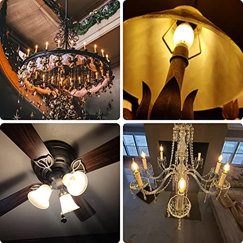 ProCrus E14 LED Dimmable Bougie Lampe Vintage 4W LED,Forme de Bougie pour Lustres,C35 Filament Bougies Ampoule LED,2700K Blanc Chaud,4W Ampoule LED Remplace 40W,400LM,Dimmable,Ambre,Lot de 6