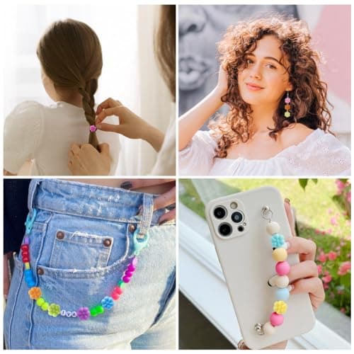 Boutigem Lot de 48 perles en silicone en forme de marguerite pour collier, bracelet, porte-clés, fabrication de bijoux, SIL-TA0001-50-BG-EU