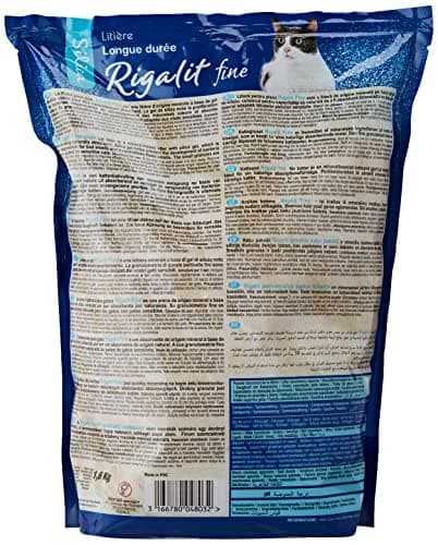 Riga - Rigalit Fine - Litière pour Chat Hyper Absorbante d'Origine Minérale - Gel de Silice - Granulométrie Fine - Absorbe les Odeurs - Anti Développement Bactérien - 1,6 kg