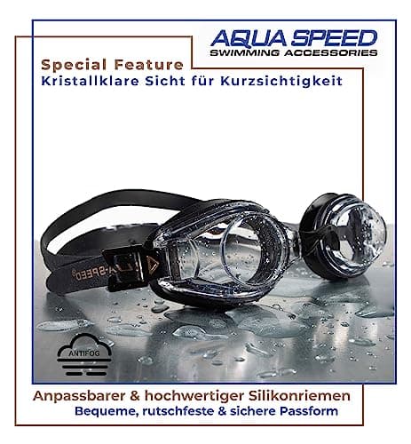 Aqua Speed ® Lumina, Lunettes de Natation avec dioptries de -1,5 à -8,0 / UVA/UVB de 100%, Hauteur:-3.5;Model:Lumina/Noir/Non teinté