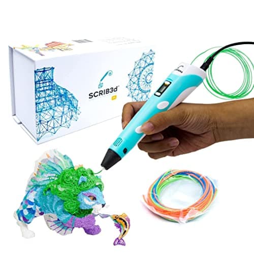 SCRIB3D Stylo d'impression 3D P1 avec affichage - Contient un stylo 3D, 3 couleurs de départ de filament PLA, un livre de pochoirs + instructions de projet et chargeur (français non garanti)
