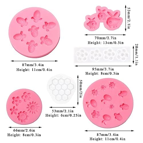 6 Pièces Moules en Silicone 3d Abeille et Fleur Moules à Fondants Rayon de Miel Moule à Chocolat de Bourdon Mini Moules en Silicone Fleurs pour Décoration de Gâteau,Cupcakes Cuisson Bonbons