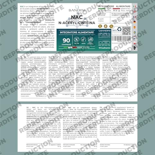 Bandini® NAC N-Acétyl-Cystéine 600 mg - Haute Biodisponibilité - Antioxydant, Synthèse du Glutathion - Soutient le système immunitaire - Sans Additifs - 100% Vegan - 90 Comprimés avec Acetyl Cysteine