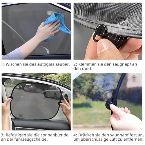 Nadinsta 16 Pièces Pare Soleil de Voiture Enfants avec Protection UV, Protege Soleil Voiture avec 10 Ventouses, Sac de Rangement, Universelle Soleil Fenêtre de Voiture, Parsoleil pour Voiture