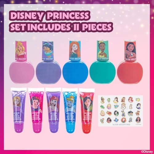 Disney Princess Maquillage pour Enfants | Kit Comprenant Brillant à Lèvres, Vernis à Ongles et Plus Encore | Cadeaux pour Les 3+ par Townley Girl