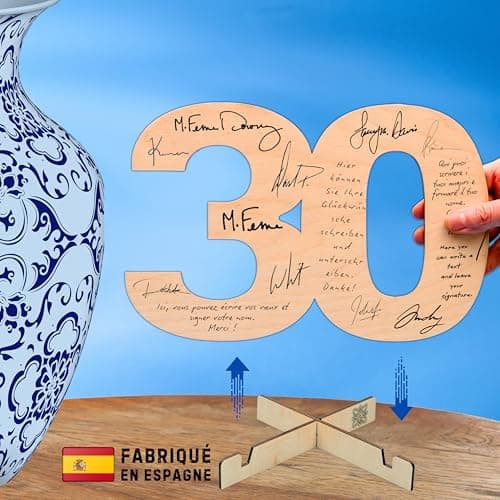 CUBIBOO ART Carte Anniversaire 30 Ans en Bois Avec support - Decoration Anniversaire 30 Ans Homme, Femme, Mariage
