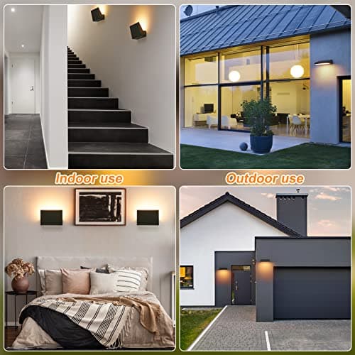 CELAVY Applique Murale Exterieur LED - Moderne Luminaire Extérieur IP65 Étanche Lampe Lumière Mural Exterieure Design, Réglable Éclairage Murale d'Extérieur Aluminium 2700K Blanc Chaud, Noir