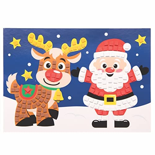 Baker Ross FC203 Dessins de Noël en Mosaïque pour Enfants - Lot de 4, Kit Creatif Enfant, Mosaique Loisir Creatif, Mosaique Autocollants Scrapbooking