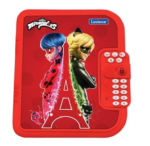 Lexibook Journal Intime électronique Miraculous avec Stylo et carnet Inclus, interactif, Mot de Passe, Fonctions Amusantes, Effets sonores, Rouge, SD50MI