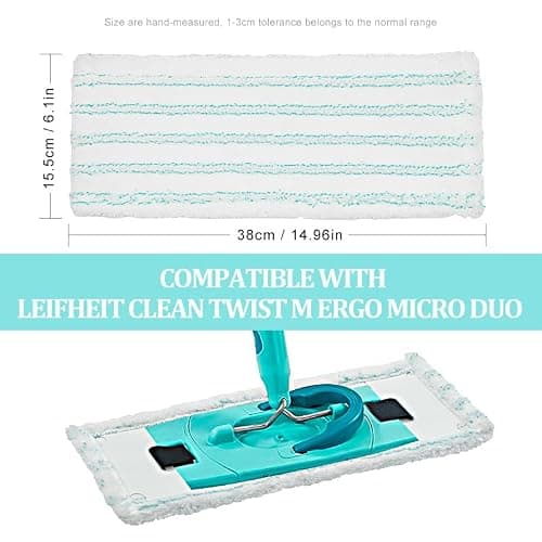 YUETTYY Lot de 2 serpillères de rechange en microfibre pour balai à franges Leifheit Clean Twist M Ergo Micro Duo 52120 52121