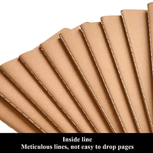 FOCCTS 10pcs Carnet Ligné/Cahier Medium A5 Journal Kraft Couverture Notebook Carnet de Notes Kraft Marron Croquis Papier Cahier de Poche A5 pour Bureau Agenda L'école L'écriture Dessin Journal Voyage