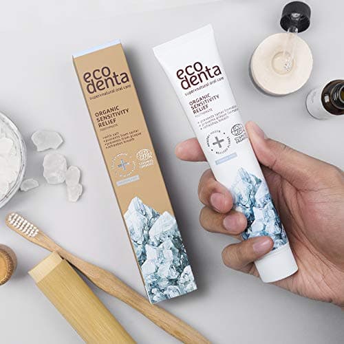 Ecodenta Dentifrice Sans Fluor Soulagement de la Sensibilité 75 ml Dentifrice Certifié Biologique Au Citrate de Potassium Jus d'Aloe Vera Huile Essentielle de Menthe Poivrée