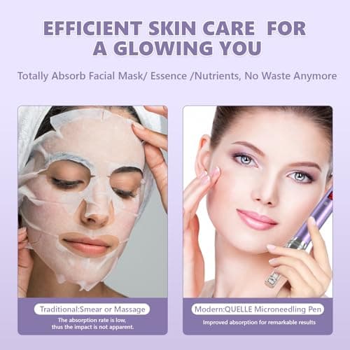 QUELLE Dermapen Microneedling Professionnel 5 Vitesses avec Écran LCD et 16 Aiguilles,Microneedling Visage Réglable de 0 à 2.0mm,Microneedling Pen Pour les Soins de la Peau