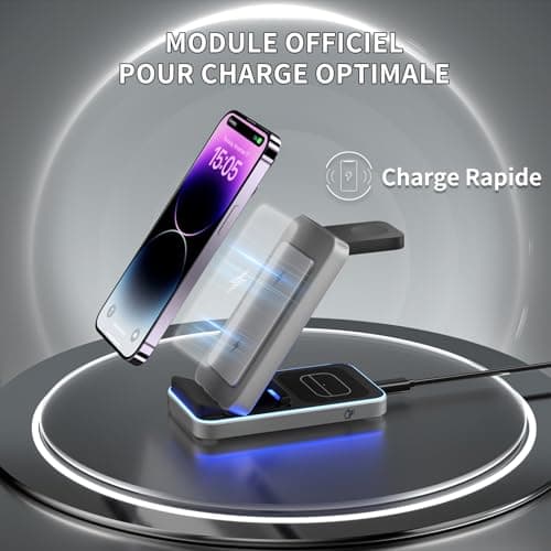 3 en 1 Chargeur sans Fil pour I Phone, Station de Charge sans Fil pour I Phone/16/15/14/13/12/11/Pro/MAX/Plus/X/XR/pour Apple Watch Series 10/9/Ultra 2/8/7/SE, Support de Charge Pliable