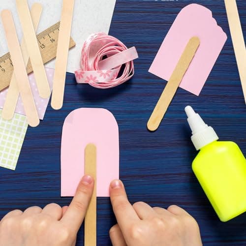 Lot de 200 bâtonnets de glace en bois, spatules en bois, baguettes en bois, bâtonnets en bois, bâtonnets de glace en bois pour travaux manuels, spatules en bois, manche en bois, bâtonnets de glace en