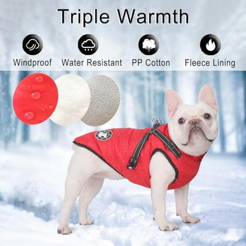 Manteau d'hiver Imperméable pour Chien Chaud avec Harnais, Veste de Chien Imperméable pour Petit Moyen Grands Chiens, Conception de Bandes Réfléchissantes lavables en Machine Anneau en D Durable