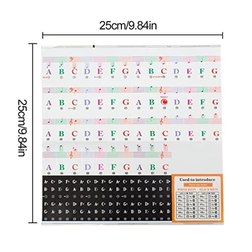 Piano et clavier Notes de musique Ensemble de stickers pour les touches de couleur et Noir, Transparent et amovible, idéal pour enfants et débutants Stickers pour 37/49/54/61/88 touches (Couleur,noir)