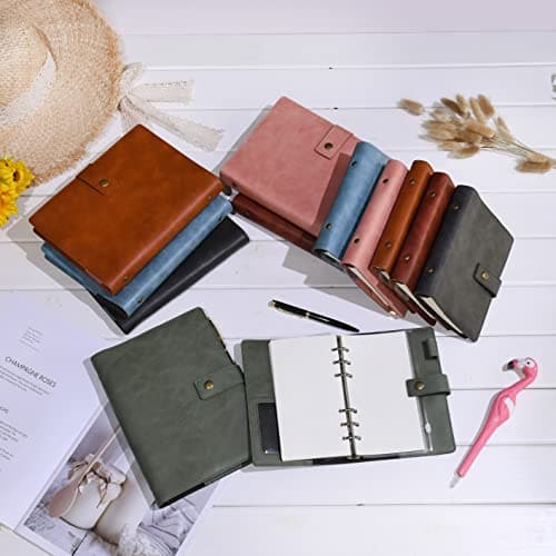 Wonderpool Carnet de notes rechargeable en cuir - Papier à pois intérieur en cuir véritable pour le travail de voyage et l'organisateur (Vert, A5)