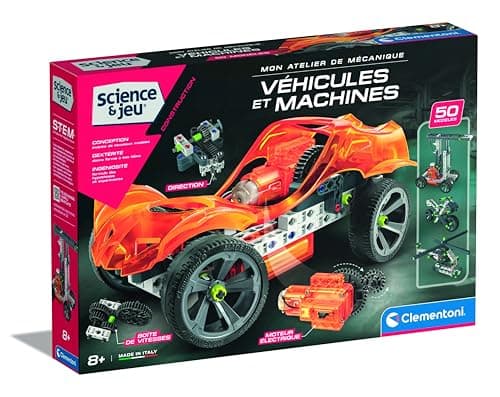 Clementoni - Coffret de Construction pour Enfant 8 Ans - Véhicules et Machines - 250 pièces - 50 constructions de difficulté Variable - Jeux Éducatif pour Enfant - Fabriqué en Italie
