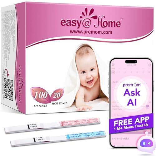Easy@Home 100 x Tests d'Ovulation + 20 Tests Précoces de Grossesse - Soutenu par l’Appli Premom Française