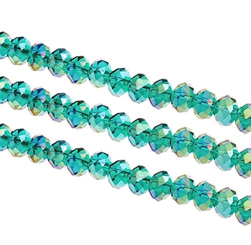 Perles de verre tchèque, en cristal CZ de Bohême, rondes, à facettes, 4/6/8/10 mm, couleur : vert zircon AB, 4 x 3 mm