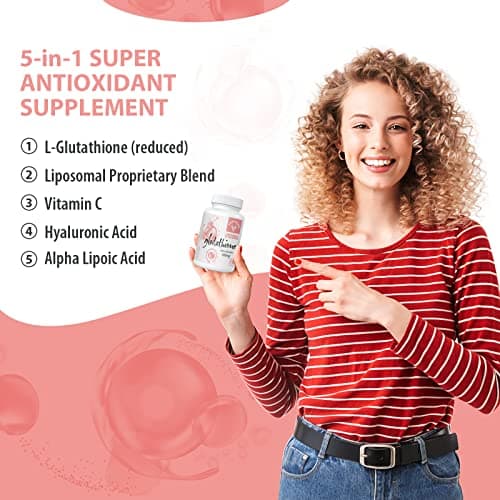 Glutathion Liposomal 1000 mg avec Vitamine C et Acide Hyaluronique – L-Glutathion Réduit, 180 Gélules, Sans Gluten, Sans OGM