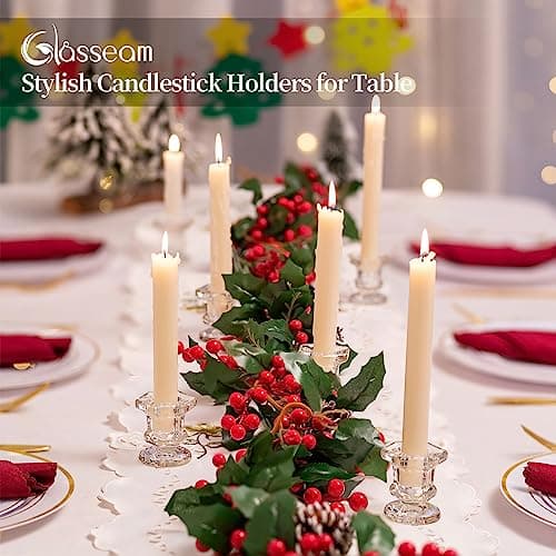 Glasseam Bougeoirs en Verre, Clair Bougeoirs 20 Pcs Bougeoirs Bougeoirs Bougeoirs Bougeoirs De Noël pour Salon Table À Manger Décoration De Mariage