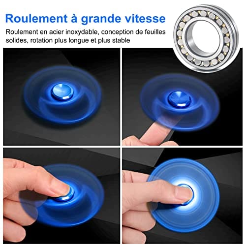 Coolden Hand Spinner EDC Fidget Spinner Metal Durable High Speed Stainless Steel Bearing 2-5 Min Spins Brass Material Tri Spinner Finger Gyro Jouet Anxiety Stress Relief Fidget Toys pour Focus Bleu