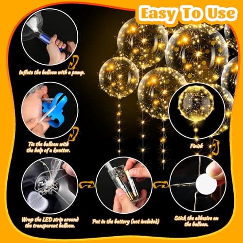 15 Pièces Ballon Lumineux, 20 Pouces Ballon Transparent, Ballon Transparent A Remplir Avec 10 Guirlandes Lumineuse, Helium Pour Ballon Pour NoëL, Mariage, Anniversaire, Saint-Valentin