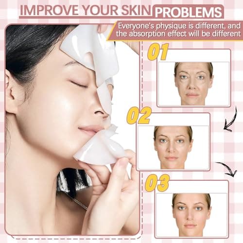 4 Pcs Bio-Collagen Real Deep Mask, Masque Collagene Korean, Anti-âge Mask Collagen, Collagène Masque Soluble, Masque Hydratant Visage pour les Peaux Sèches Ternes