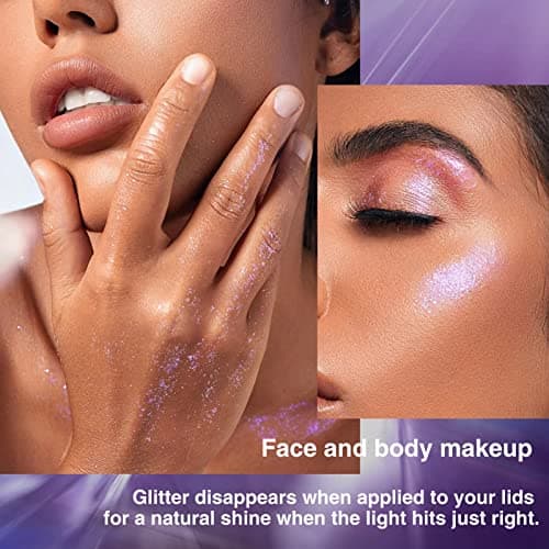 KTouler Paillettes pour le corps, le visage, 2 couleurs, paillettes holographiques pour cheveux, yeux, ongles, lèvres, maquillage, paillettes