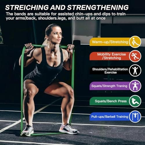 Lot de 6 Bande Elastique Musculation, Bande Elastique Fitness avec Ancrage de Porte et Sac de Rangement, Resistance Band pour Entraînement, Pull-Up, Yoga, Pilates pour Hommes et Femmes