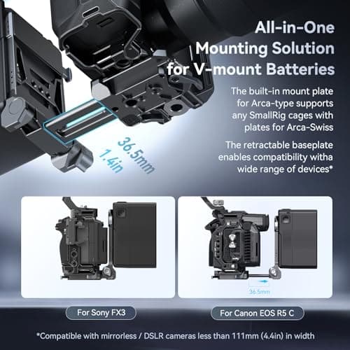 SMALLRIG Plaque de Batterie V-Mount, Plaque de Montage de Batterie V Lock avec Trous Filetés 1/4"-20 et 3/8"-16, Plaque de Batterie Compacte et Pliable en Forme de L sans Outil - 4505