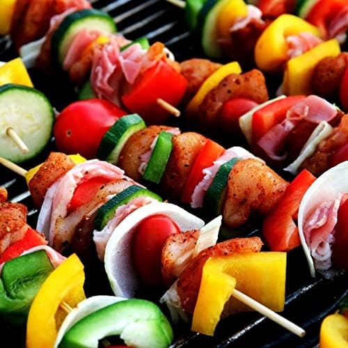COM-FOUR® 500x brochettes de finger food en bois - longues brochettes en bois pour viande, légumes et fruits - brochettes de barbecue pour la maison, la gastronomie ou les mariages (500 pièces - 25cm)