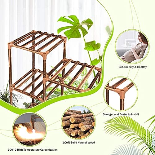 cfmour Support Plantes Intérieur Extérieur Stand Porte 157,9cm Etagere, Présentoir Bois Pour Fenêtre Coin Salon Balcon Jardin Bureau