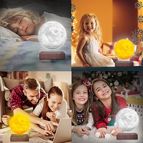 Lampe de lune flottante à lévitation magnétique - Lampe de lune LED à impression 3D avec contrôle tactile, 3 modes de rotation, veilleuse pour le bureau, la maison et la table, cadeau créatif