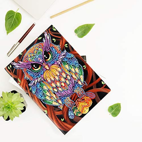 DCIDBEI Carnets A5 Peinture à Diamants Vierges avec Motif Chouette par Numéro A5 Carnet de Croquis Journal Secret Fille Cadeau d'anniversaire pour les Enfants Temps de Loisirs 50 Feuilles 120 Pages