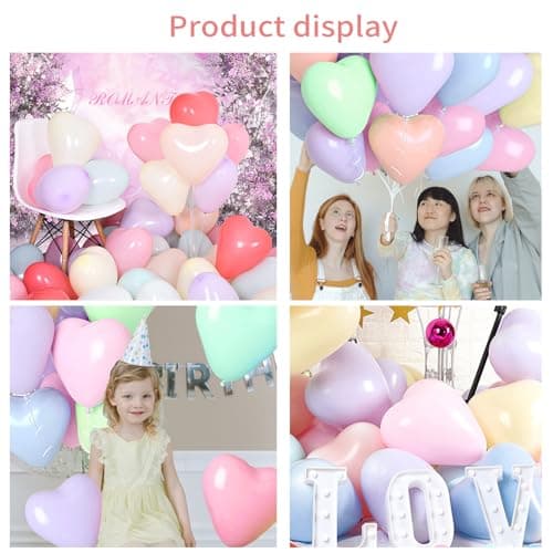 50 Pcs Ballon coeur Macarons, 10 Pouces Macarons Ballons en Latex en Forme de Cœur, Ballon Coeur Helium, Ballon Coeur Romantique,pour Engagement, Mariage, Valentine et Anniversaire fête Décoration