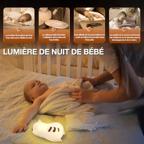 QUIGO Veilleuse Enfant Veilleuse Bébé Rechargeable Lampe de Chevet avec USB Raton Laveur Silicone Tactile Veilleuse LED,Enfant Cadeau D'enfant Cadeau Jouet Garçons et filles