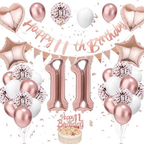 Decoration Anniversaire 11 ans, Ballon Anniversaire 11 ans Or Rose, Deco Anniversaire 11 ans, Ballon 11 ans Anniversaire de Fête, Ballon 11 ans, Ballon Décoration Anniversaire pour 11 ans Garcon Fille