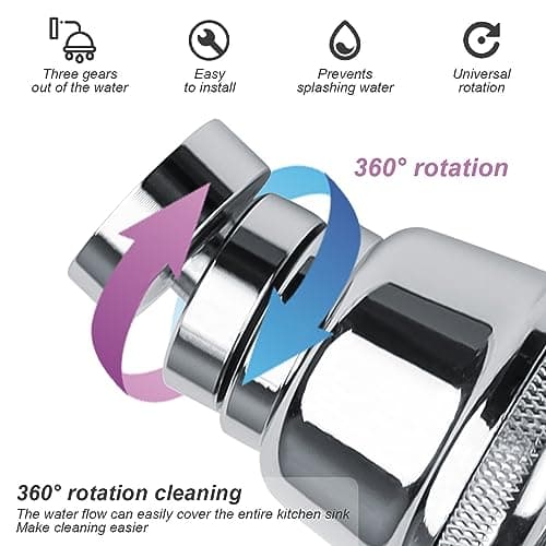 Economiseur D'eau pour Robinet, PARFCO 360° Mousseur Robinet, 3 Modes Filtre Robinet, Rallonge Robinet Cuisine pour Cuisine, Salle de Bains