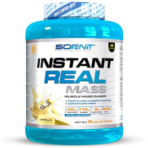 Instant Real Mass - 2,72 kg - Gainer Prise de Masse - Gainer Mass - Proteine mass gainer - Mass Gainer - Weight Gainer - Proteine Gainer - Gainer avec Creatine (2,72 kg, Vanille)