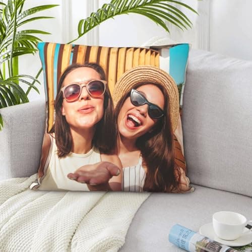LMQJDZ Personnalisé HousseDe Coussin,Personnalisée Imprimée Recto-Verso Tout Texte Et Image.Cadeau pour Coussin Personnalisée pour Père, Maman, Enfants,Amis ou Amoureux